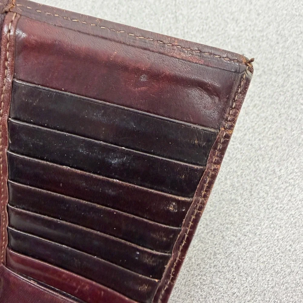 Bosca Wallet Mens OS Brown Leather Travel Passport Ticket Holder USA Made